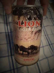 LION LAGER BEER 11.5 OZ ROUND EDGE STEEL CAN SOUTH AFRICAN WILD LIFE SERIES #7