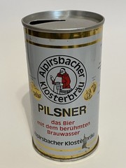 Alpirsbacher Pilsner empty beer can, straight steel, Germany, OI on lid