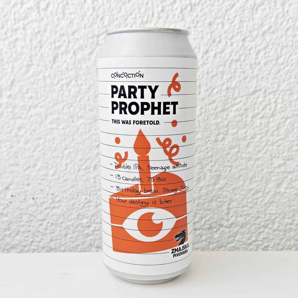 Empty 2025 Party Prophet Strong Ale Beer can; 500 ml/16.9 fl oz BOTTOM (Croatia)