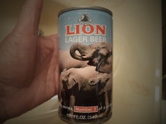 LION LAGER BEER 11.5 OZ ROUND EDGE STEEL CAN SOUTH AFRICAN WILD LIFE SERIES #2