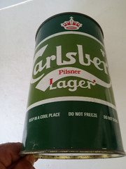 CARLSBERG PILSNER LAGER Beer Can 2.22L Liter Flat Top Steel Party Barrel ENGLAND