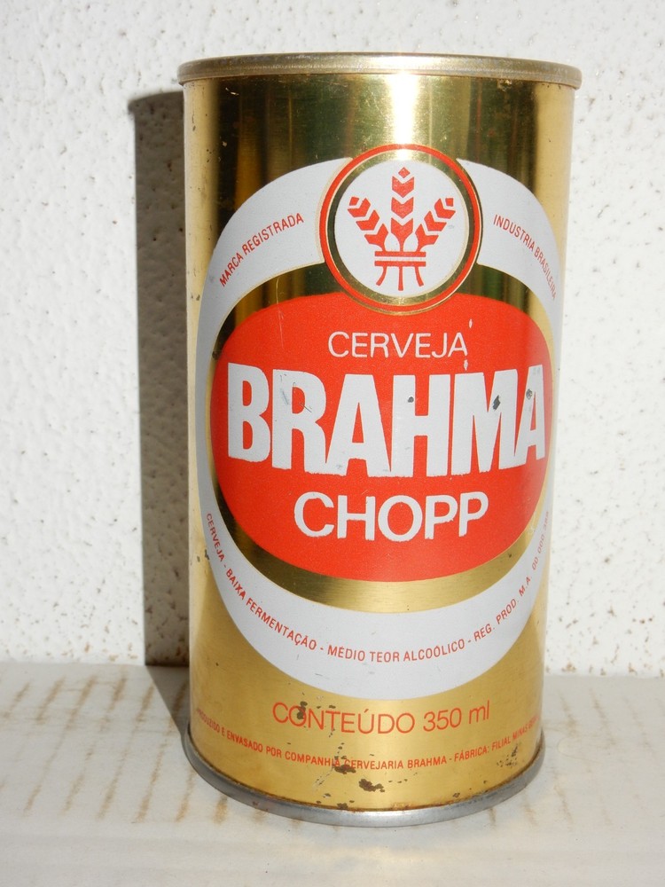 BRAHMA CHOPP Straight Steel Beer can from BRAZIL (355ml) 02 Empty Beercan !!