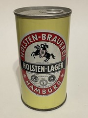Holsten Lager empty beer can, straight steel, Germany, OI on lid