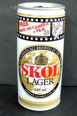 RARE Skol Lager 440 ml U.K. Beer Can- Offer 1 time free camera/film -Exp. 1988