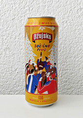 Empty 2024 Ožujsko Christmas Beer can – 500 ml – BOTTOM opened (Croatia)