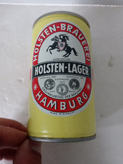 HOLSTEN LAGER Beer Can 11 oz. Steel Pull Tab HAMBURG Germany AGENT STAMP