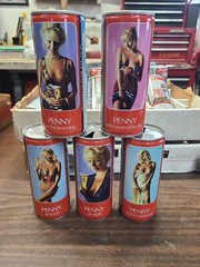 Tennents PENNY 440ml – 5 complete set empty beer cans girly bar display Scotland