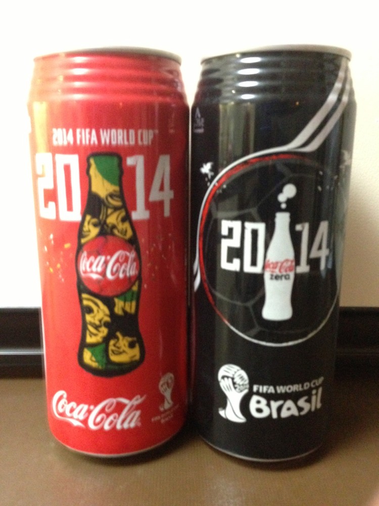FIFA World Cup Brasil 2014 design Coca Cola / Coke ZERO Japan can 500 ml. PAIR