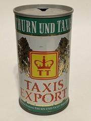 Taxis Export empty beer can, straight steel, Germany, OI on lid