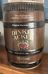 Dinkel Acker Barrel Can/1.32 Gallon Vintage Collectable/empty/fun man cave decor