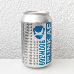 Empty 2019 BrewDog Punk AF IPA Beer can; 330 ml/11.2 fl oz TOP opened (Scotland)