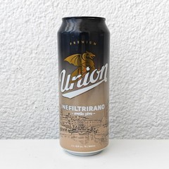 Empty 2025 Union Premium Unfiltered Beer can; 500 ml/16.9 fl oz; Slovenia BOTTOM