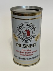 Alpirsbacher Pilsner empty beer can, straight steel, Germany, OI on lid