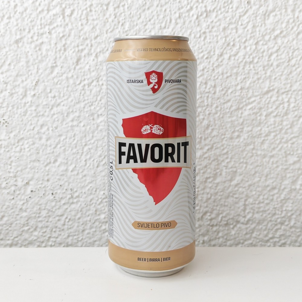 Empty 2025 Favorit Lager Beer can; 500 ml/16.9 fl oz; BOTTOM (Istria, Croatia)
