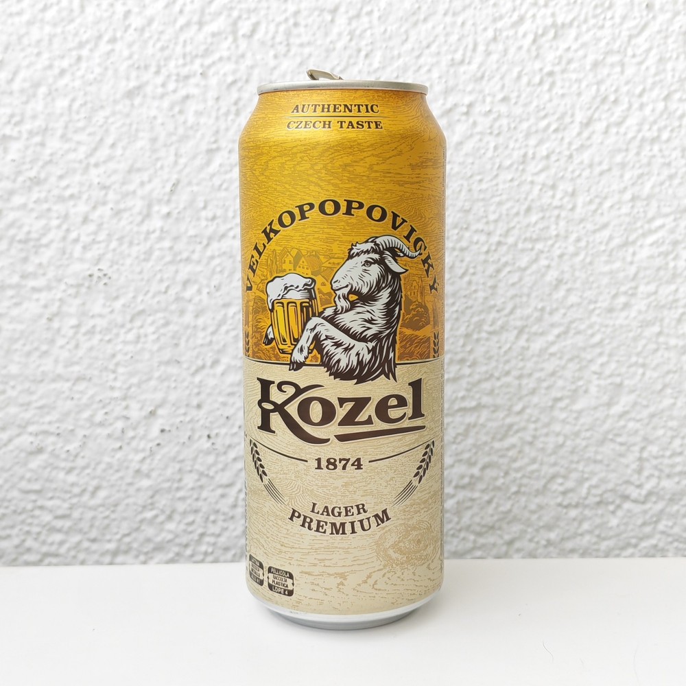Empty 2023 Kozel Lager Beer can; 500 ml/16.9 fl oz; TOP (Croatia)