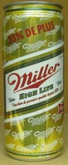 MILLER HIGH LIFE BEER 33% MORE 33% DE PLUS 473ml CAN Carling O’Keefe CANADA 1/1+