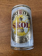Vintage Skol Beer Can Hebrew Israel Steel Pull Tab 1970s