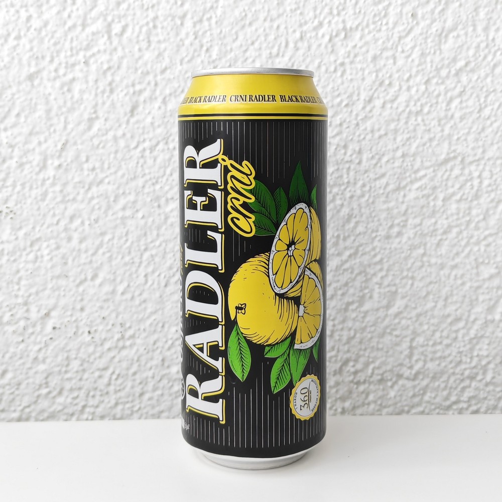 Empty 360th Anniv Osječko Dark Radler Beer can; 500 ml; BOTTOM (Osijek, Croatia)
