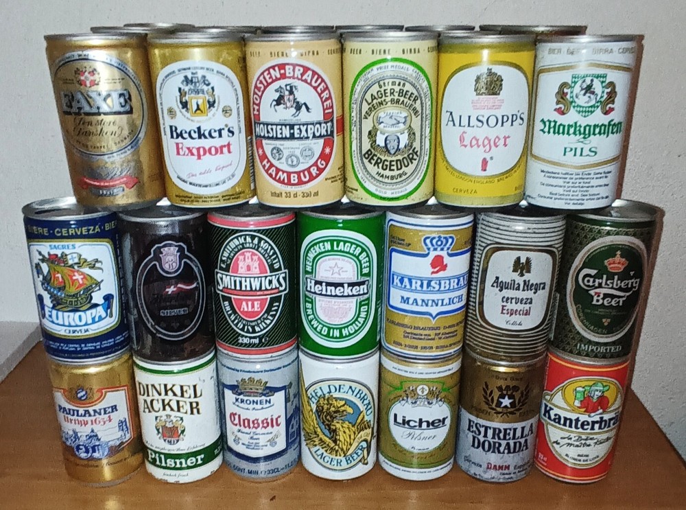 #5 Nice EMPTY set 20 beer cans from Europe from the 80’s