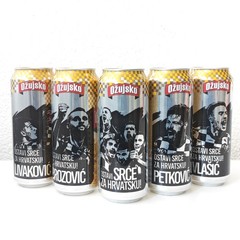 Complete set of 5 Empty UEFA EURO 2020 Ožujsko Beer cans; 500 ml; BOTTOM Croatia