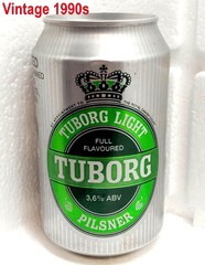TUBORG Empty Beer Can 330ml Denmark 1996 Top Open Vintage Collectible