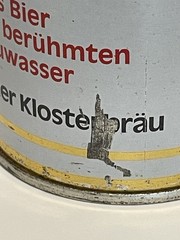 Alpirsbacher Pilsner empty beer can, straight steel, Germany, OI on lid