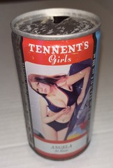 Vintage Tennents Beer Can Angela at Ease Empty Scotland Collectible Girls