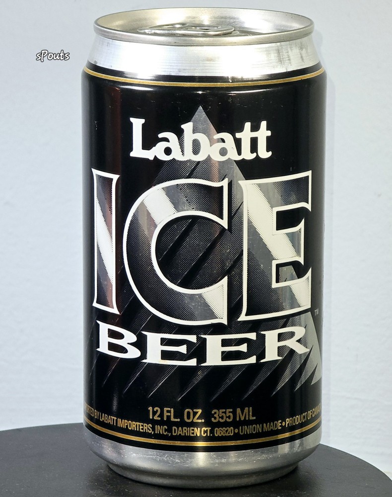 1990’s LABATT ICE BEER CAN LONDON ONTARIO CANADA BLACK SILVER WHITE COOL CRYSTAL