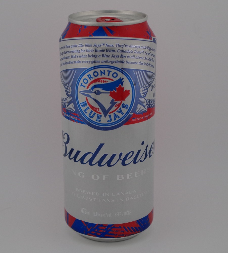Budweiser, Labatt Brewing Co., Canada, Toronto Blue Jays, Empty 473mL Beer Can
