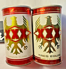 TWO (2) DIFFERENT VINTAGE TRES EQUIS BEER CANS SS/BO/WS CLEAN.