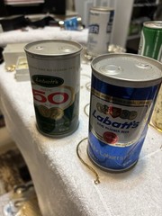 Labatt’s 50 and Blue pilsner Straight Steel Beer Cans – Push Tab-bottom opened