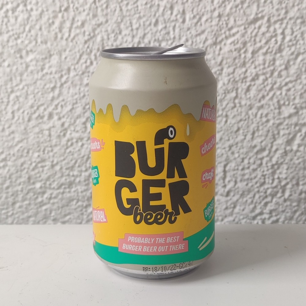 Empty Burger Beer can; 330 ml / 11.2 fl oz; TOP opened (Garden Brewery, Croatia)