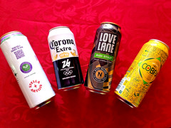 x4 EMPTY BEER CANS CORONA MILANO CORTINA OLYMPIC, LOVE LANE, COBRA, WIMBLEDON 26