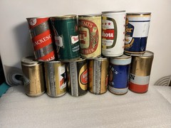 11 DIFFERENT INTERNATIONAL 12OZ. STEEL PULL TAB BEER CANS. FOREIGN COUNTRIES