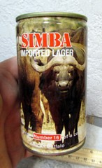 Simba imported Lager Beer Can, African Wildlife Series Buffalo #16, Swaziland