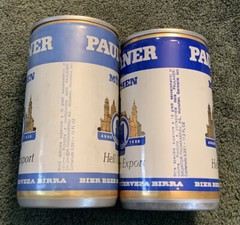 Paulaner Munchen 2 Different Beer Cans Pull Tab Munich Germany .35 & .33 Liter