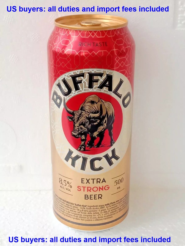 Empty Beer Can BUFFALO KICK by Obolon 500 ml. Ukraine 2025 Bottom Open