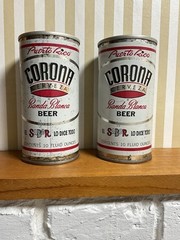 Vintage Corona Steel Beer Cans 10 Oz Pull Tab 60’s-70’s Puerto Rico Set Of 2