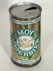 Moy Jagerbier empty beer can, straight steel, Germany