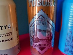 EMPTY BEER CANS TURKISH VERSION TUBORG TOWER BRIDGE LONDON, ST PIERRE & VIA ROMA
