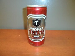 Vintage TECATE Empty Beer Can Pull Tab, Bottom Opened, Mexico Cerveza, Skinny