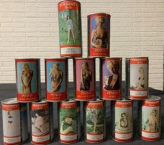 13 Tennent’s Girls Bottom Emptied Beer Cans. Pennyx5, PATx3, Angelax3, Lindax2