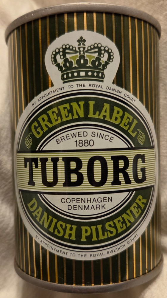 Tuborg Green Label Beer Can – Denmark – Steel – 28.4 cl – 9.6 Oz @1970’s