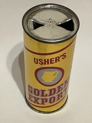 Usher’s Golden Export 16 oz. empty flat top beer can, Scotland UK