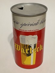Warteck straight aluminum empty FLAT TOP beer can, Switzerland