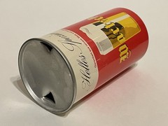 Warteck straight aluminum empty FLAT TOP beer can, Switzerland