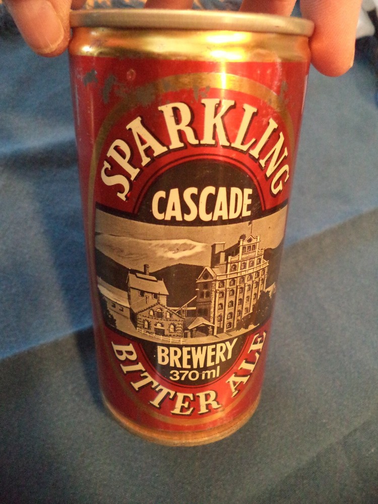CASCADE SPARKLING BITTER ALE 370ml ROUND EGDE STEEL BEER CAN TASMANIAN AUSTRALIA