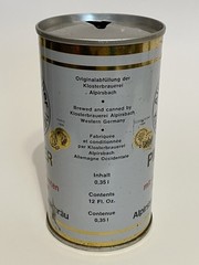 Alpirsbacher Pilsner empty beer can, straight steel, Germany, OI on lid