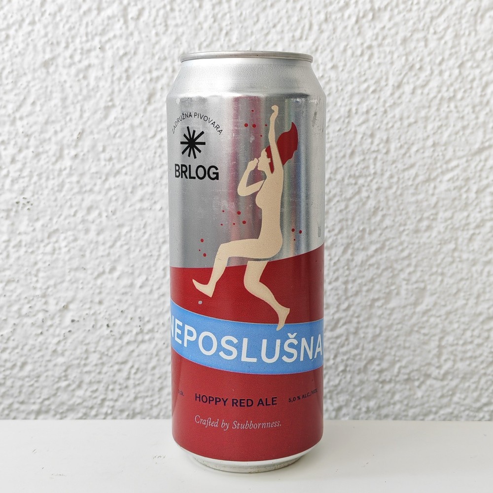 Empty “Neposlušna” Beer can; 500 ml/16.9 fl oz; BOTTOM (Brlog Brewery, Croatia)
