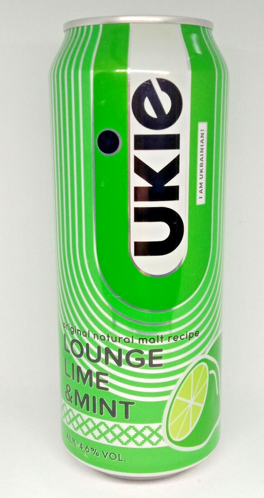 Empty Beer Can UKIE Lounge Lime & Mint 500 ml. Ukraine 2023 Bottom open! 🇺🇦